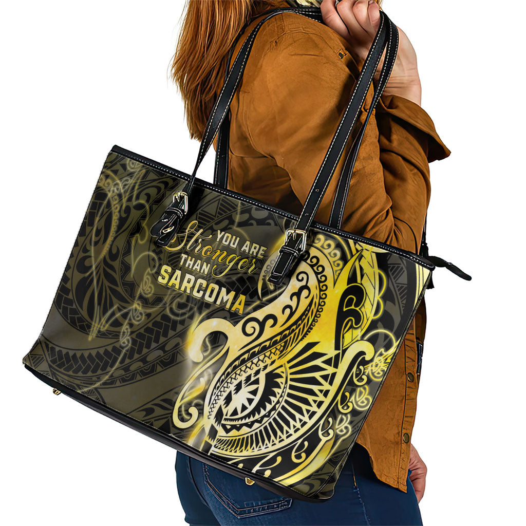 Sarcoma Support Leather Tote Bag You Are Stronger Than Sarcoma