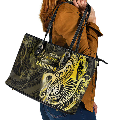 Sarcoma Support Leather Tote Bag You Are Stronger Than Sarcoma