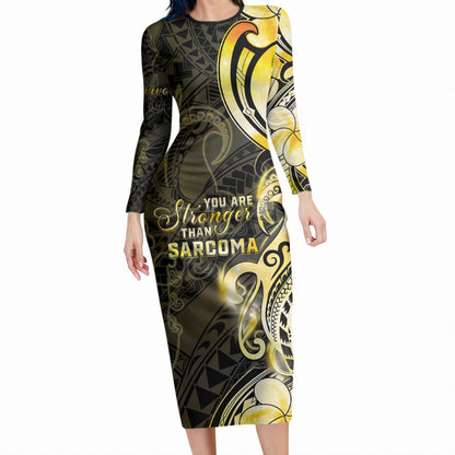 Sarcoma Support Long Sleeve Bodycon Dress You Are Stronger Than Sarcoma