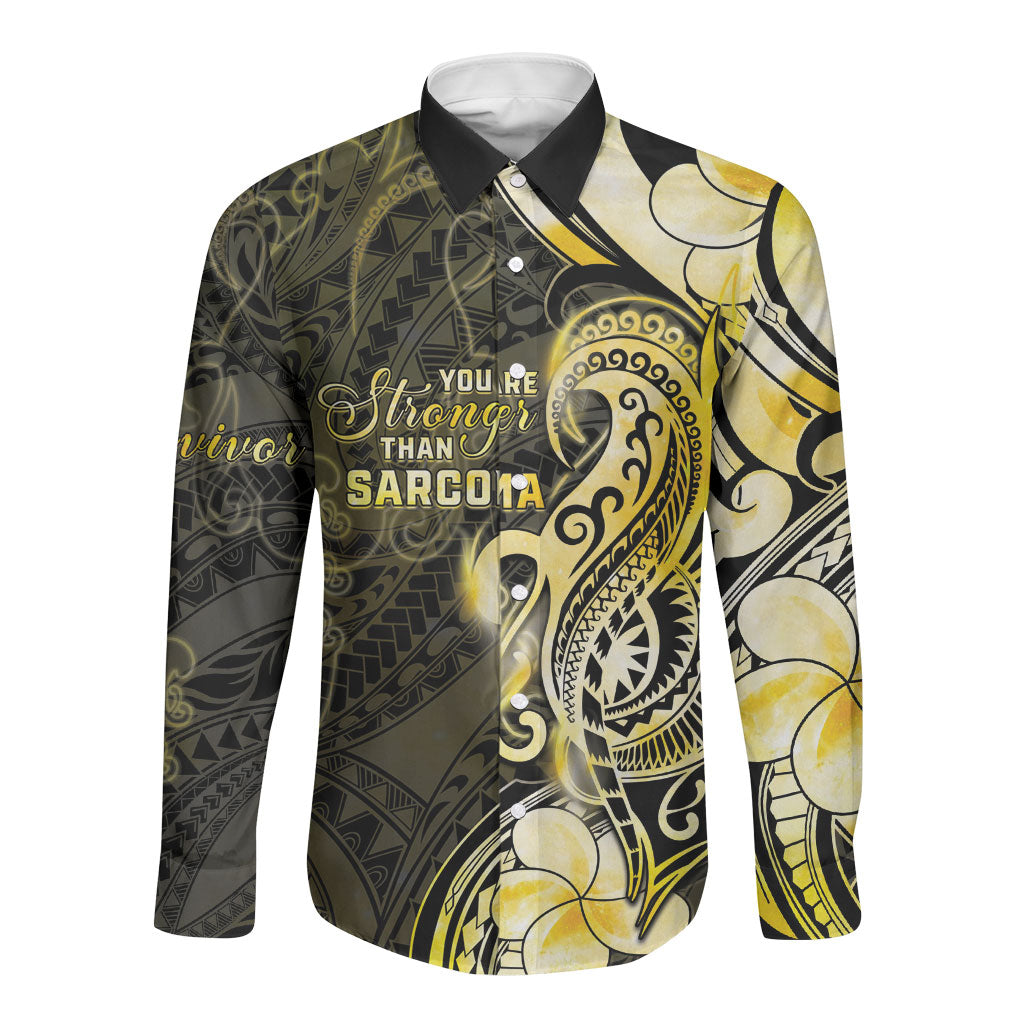 Sarcoma Support Long Sleeve Button Shirt You Are Stronger Than Sarcoma