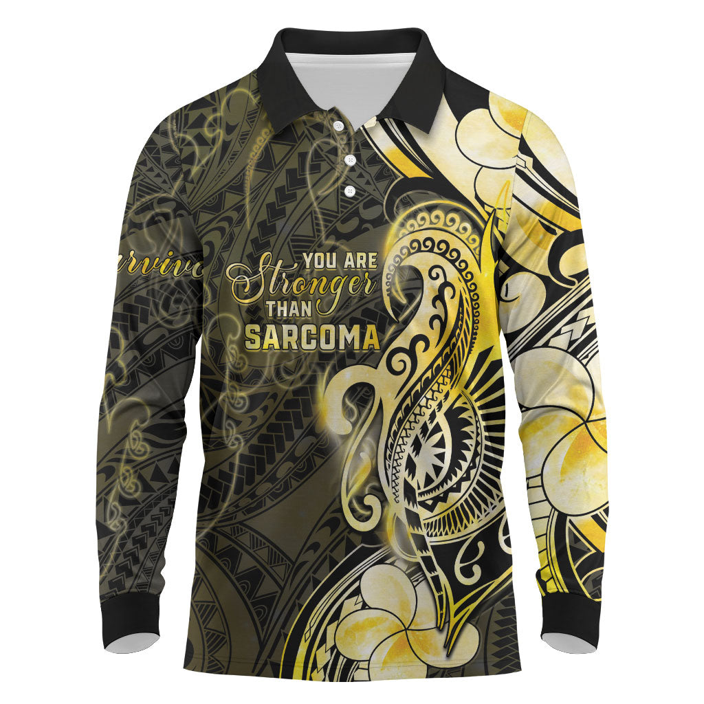 Sarcoma Support Long Sleeve Polo Shirt You Are Stronger Than Sarcoma