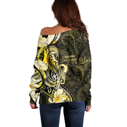 Sarcoma Support Off Shoulder Sweater You Are Stronger Than Sarcoma