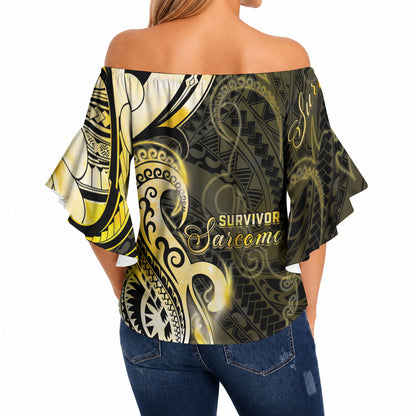 Sarcoma Support Off Shoulder Wrap Waist Top You Are Stronger Than Sarcoma
