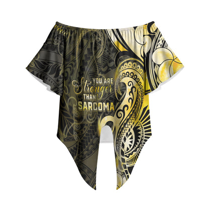 Sarcoma Support Off Shoulder Wrap Waist Top You Are Stronger Than Sarcoma