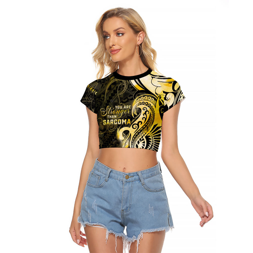 Sarcoma Support Raglan Cropped T Shirt You Are Stronger Than Sarcoma