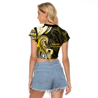 Sarcoma Support Raglan Cropped T Shirt You Are Stronger Than Sarcoma