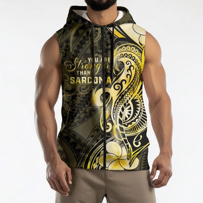 Sarcoma Support Sleeveless Zip Hoodie You Are Stronger Than Sarcoma