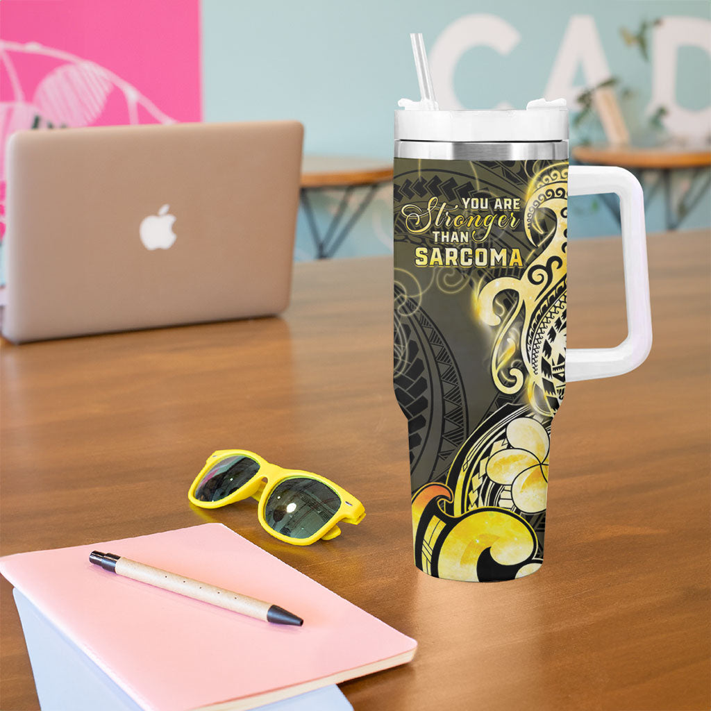 Sarcoma Support Tumbler With Handle You Are Stronger Than Sarcoma