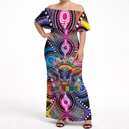 Australia Indigenous Autism Support Off Shoulder Maxi Dress Its Okay To Be Different