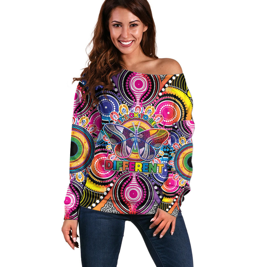Australia Indigenous Autism Support Off Shoulder Sweater Its Okay To Be Different