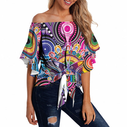 Australia Indigenous Autism Support Off Shoulder Wrap Waist Top Its Okay To Be Different