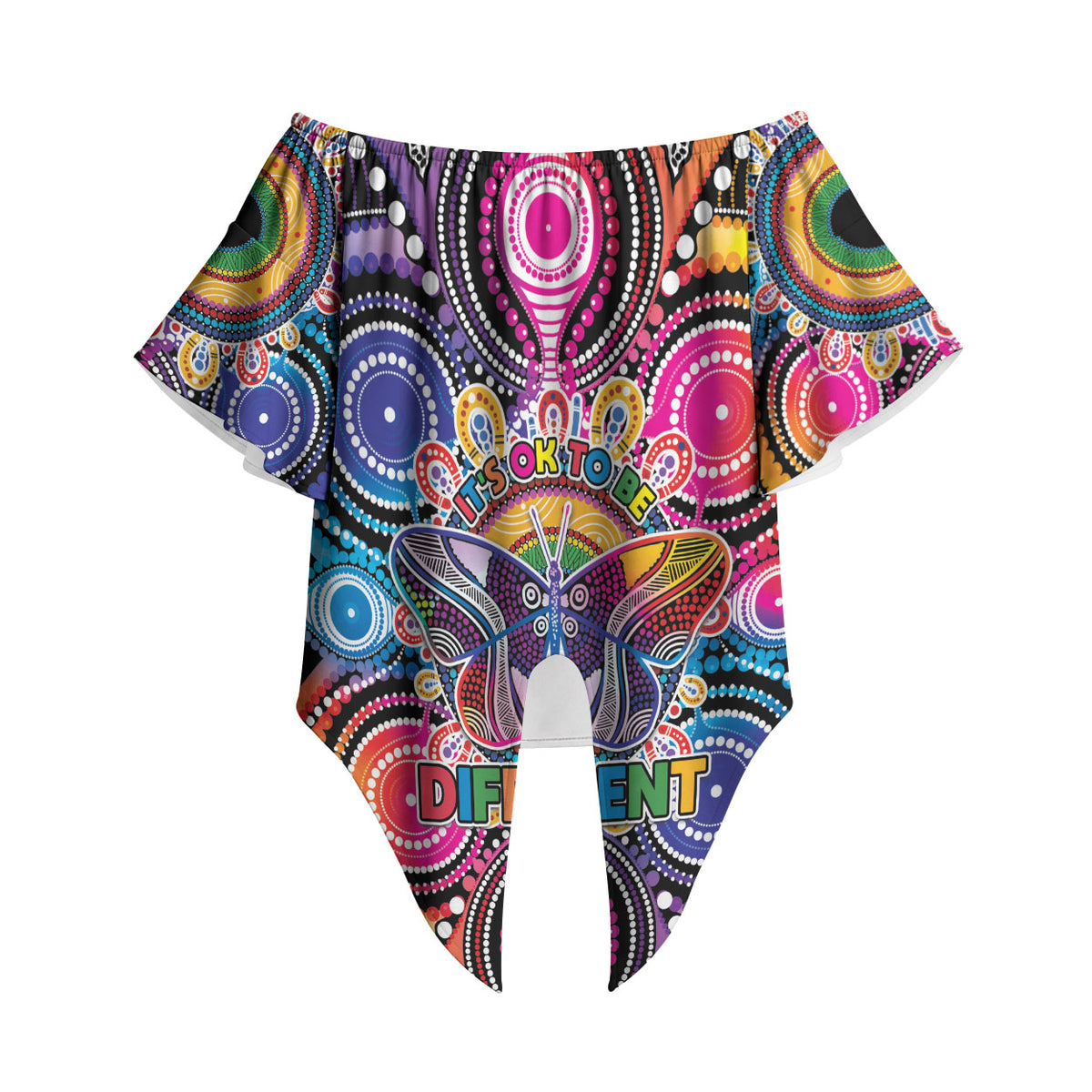 Australia Indigenous Autism Support Off Shoulder Wrap Waist Top Its Okay To Be Different