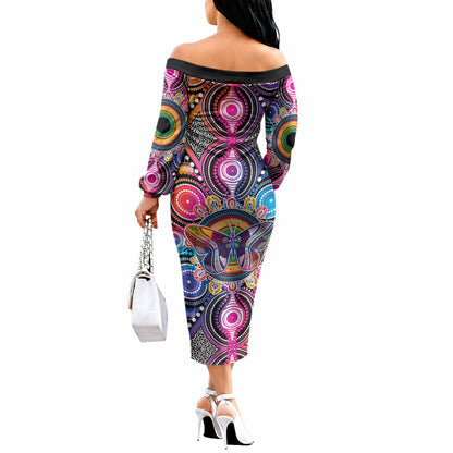Australia Indigenous Autism Support Off The Shoulder Long Sleeve Dress Its Okay To Be Different