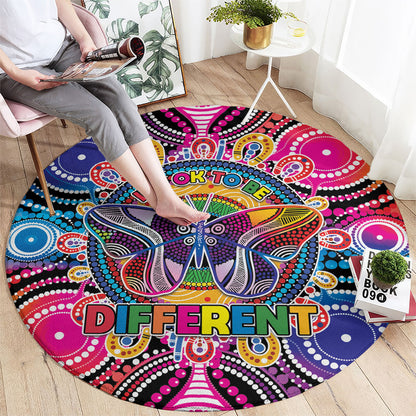 Australia Indigenous Autism Support Round Carpet Its Okay To Be Different