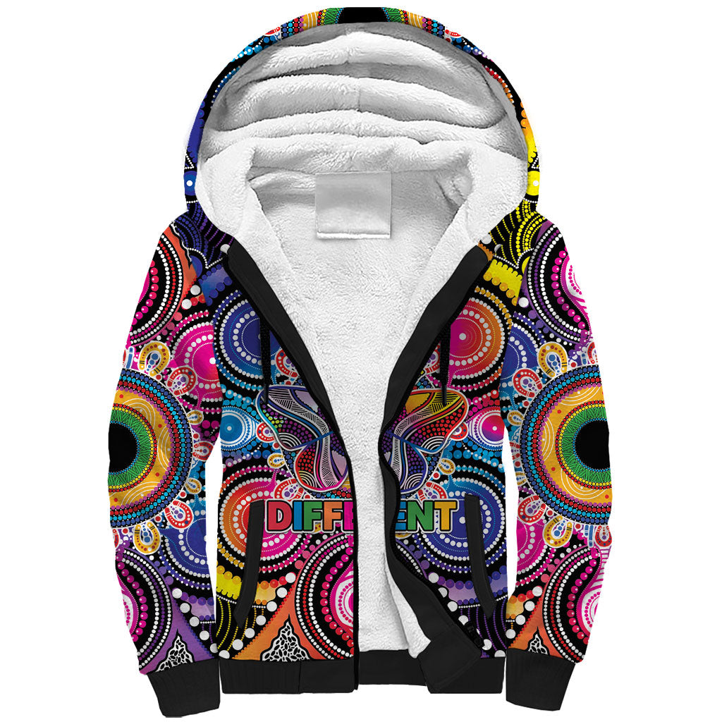 Australia Indigenous Autism Support Sherpa Hoodie Its Okay To Be Different