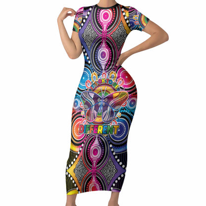 Australia Indigenous Autism Support Short Sleeve Bodycon Dress Its Okay To Be Different