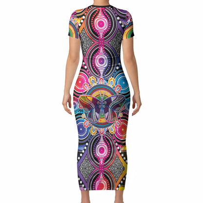 Australia Indigenous Autism Support Short Sleeve Bodycon Dress Its Okay To Be Different