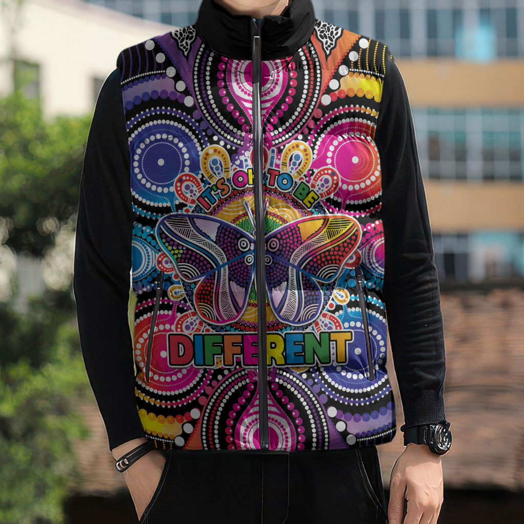 Australia Indigenous Autism Support Sleeveless Puffer Jacket Its Okay To Be Different