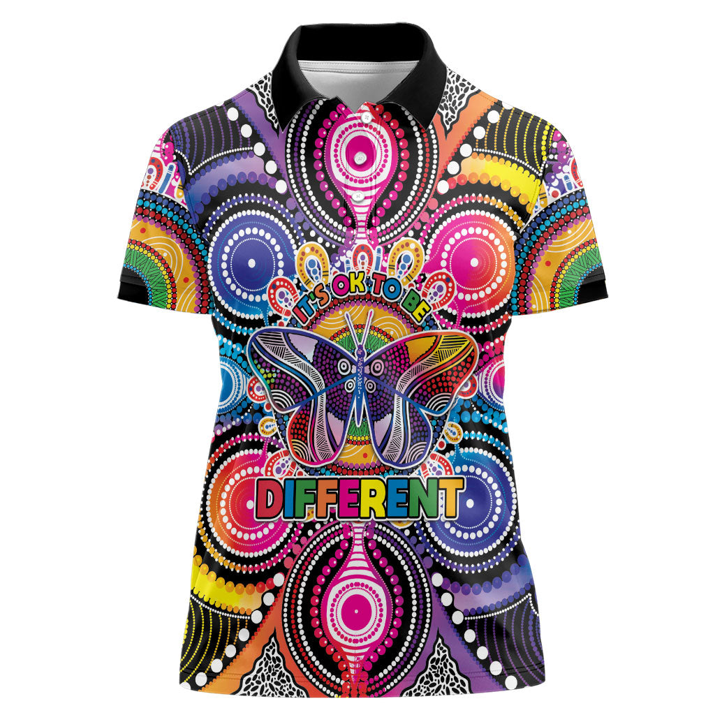 Australia Indigenous Autism Support Women Polo Shirt Its Okay To Be Different