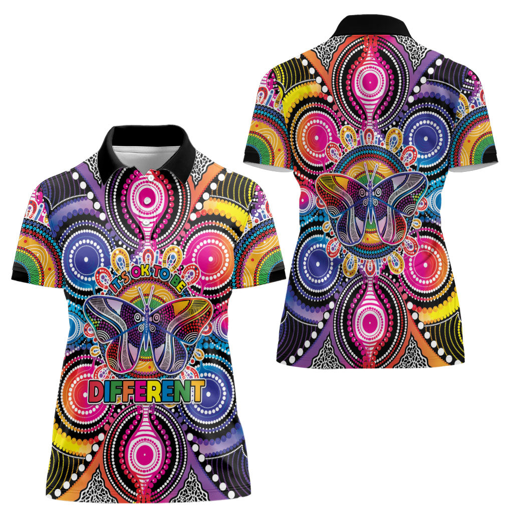 Australia Indigenous Autism Support Women Polo Shirt Its Okay To Be Different