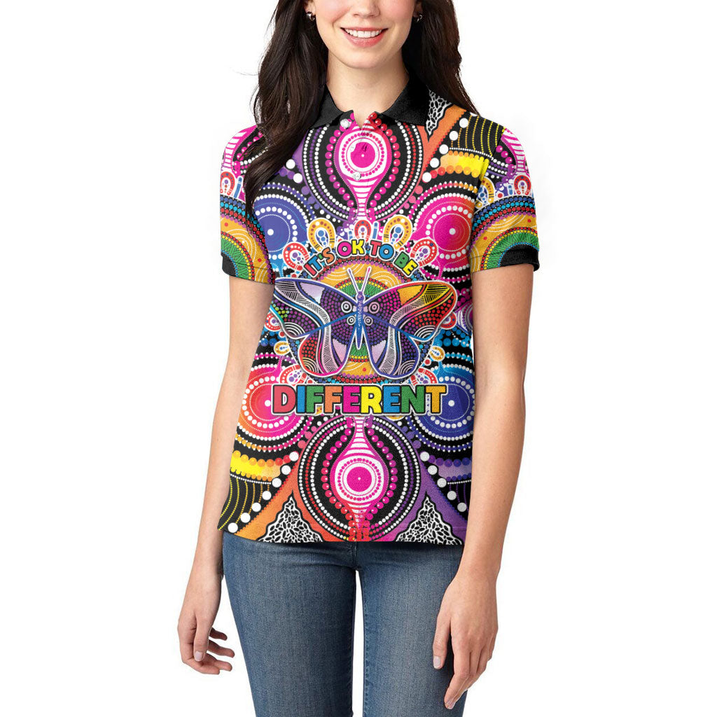 Australia Indigenous Autism Support Women Polo Shirt Its Okay To Be Different