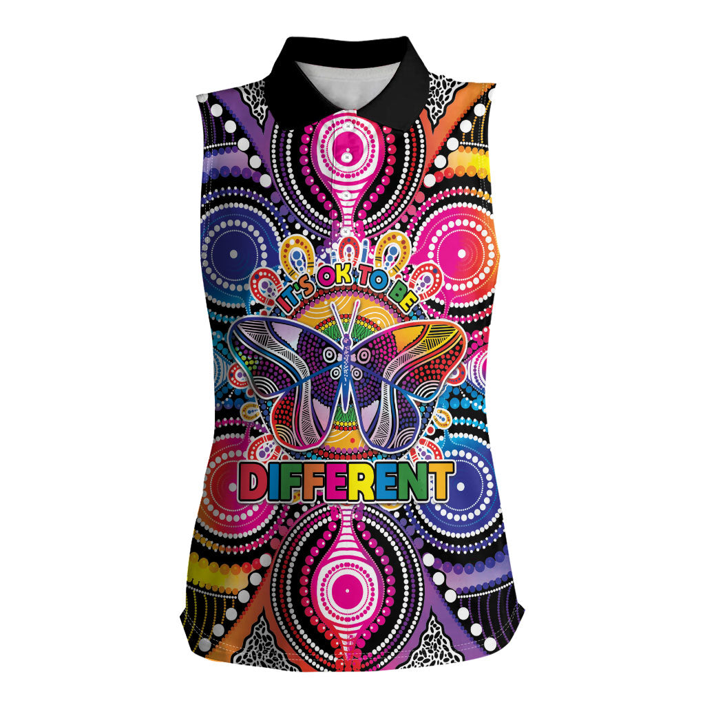 Australia Indigenous Autism Support Women Sleeveless Polo Shirt Its Okay To Be Different