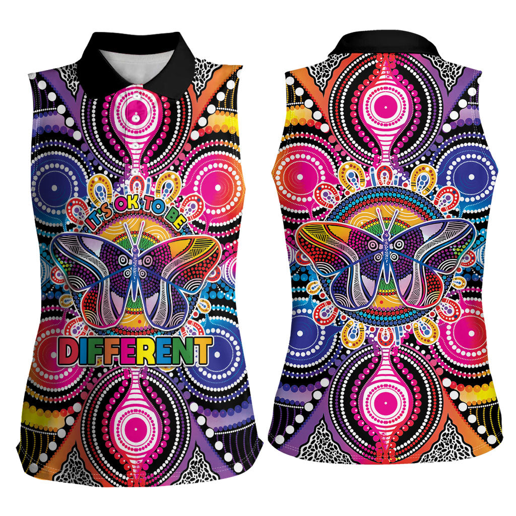 Australia Indigenous Autism Support Women Sleeveless Polo Shirt Its Okay To Be Different