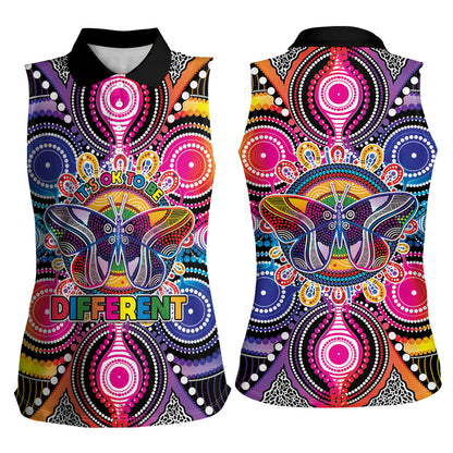 Australia Indigenous Autism Support Women Sleeveless Polo Shirt Its Okay To Be Different