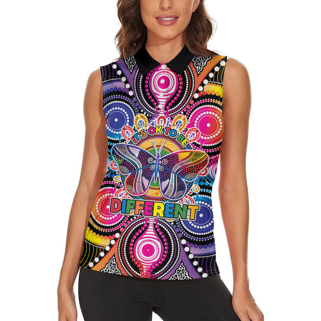 Australia Indigenous Autism Support Women Sleeveless Polo Shirt Its Okay To Be Different