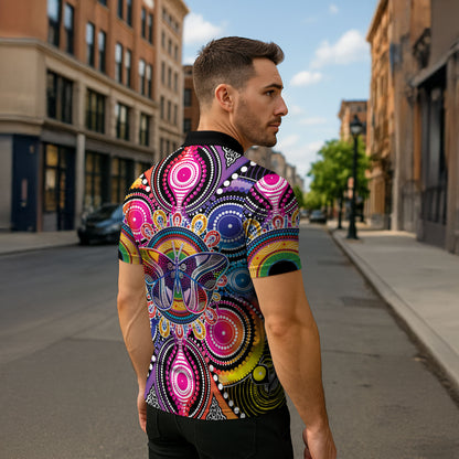 Australia Indigenous Autism Support Zipper Polo Shirt Its Okay To Be Different