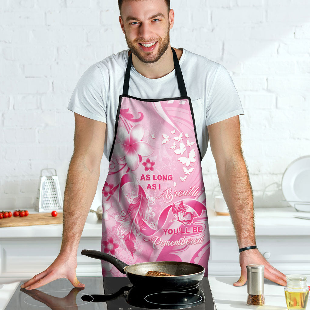 Memorial Pink Breast Cancer Support Apron Plumeria Floral Tribal Pattern