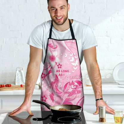 Memorial Pink Breast Cancer Support Apron Plumeria Floral Tribal Pattern