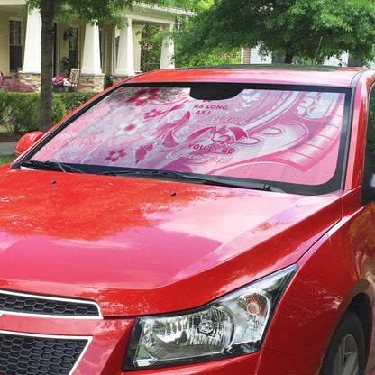 Memorial Pink Breast Cancer Support Auto Sun Shade Plumeria Floral Tribal Pattern
