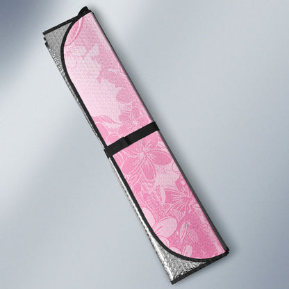 Memorial Pink Breast Cancer Support Auto Sun Shade Plumeria Floral Tribal Pattern