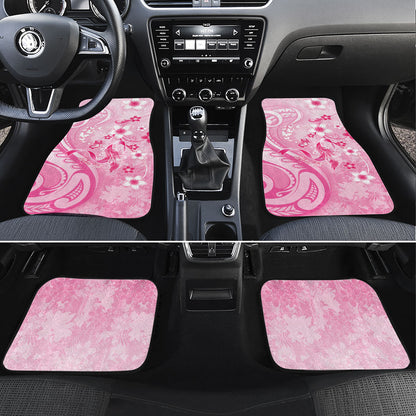 Personalised Memorial Pink Breast Cancer Support Car Mats Plumeria Floral Tribal Pattern