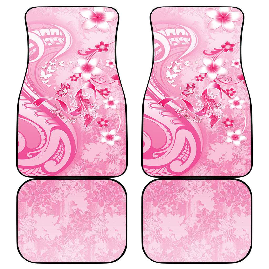 Personalised Memorial Pink Breast Cancer Support Car Mats Plumeria Floral Tribal Pattern