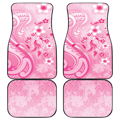 Personalised Memorial Pink Breast Cancer Support Car Mats Plumeria Floral Tribal Pattern