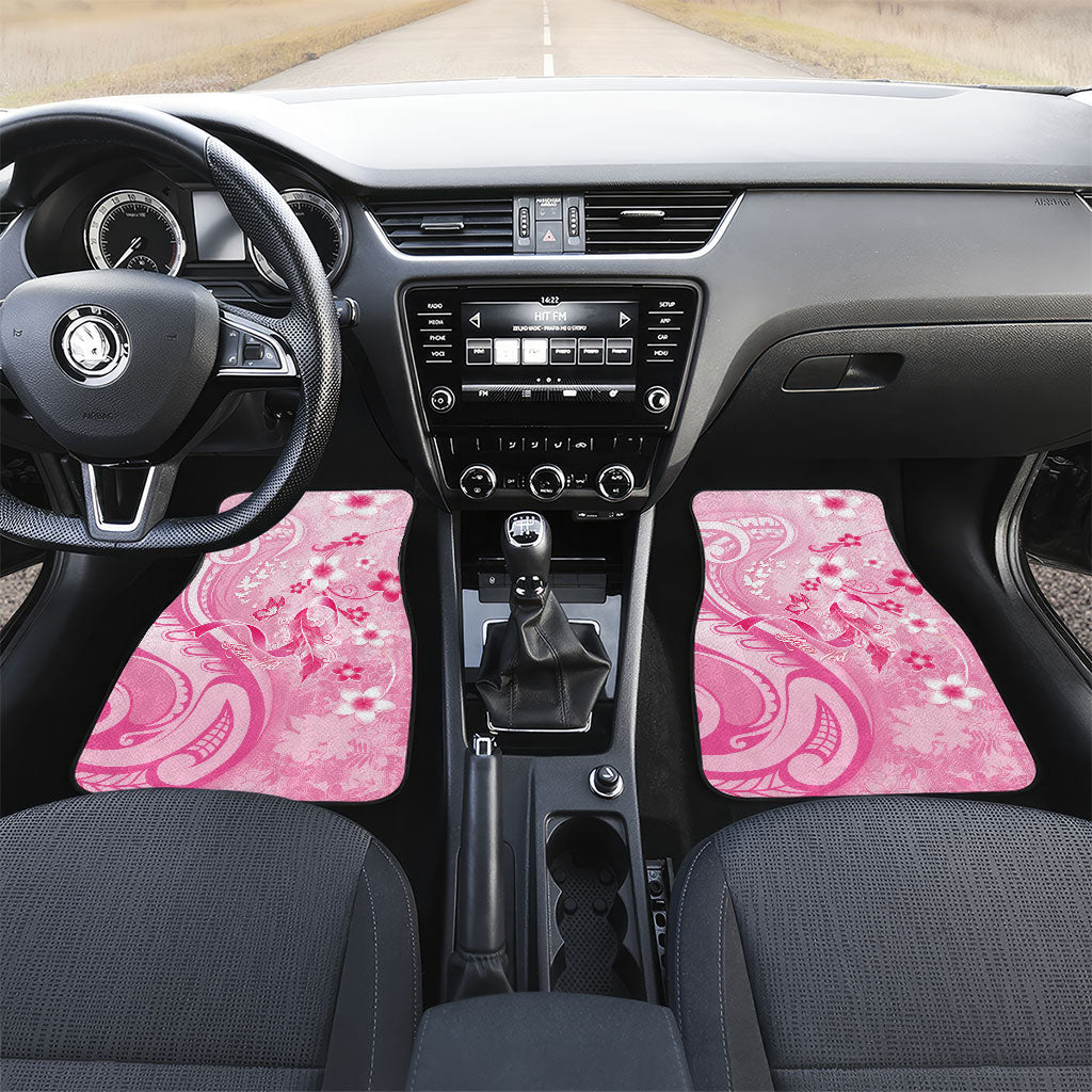 Personalised Memorial Pink Breast Cancer Support Car Mats Plumeria Floral Tribal Pattern