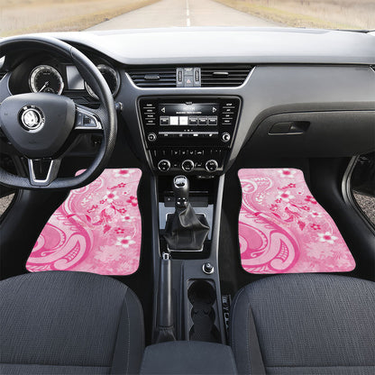 Personalised Memorial Pink Breast Cancer Support Car Mats Plumeria Floral Tribal Pattern