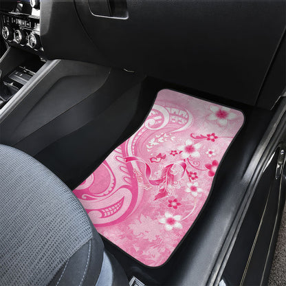 Personalised Memorial Pink Breast Cancer Support Car Mats Plumeria Floral Tribal Pattern