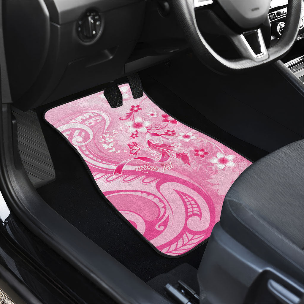 Personalised Memorial Pink Breast Cancer Support Car Mats Plumeria Floral Tribal Pattern