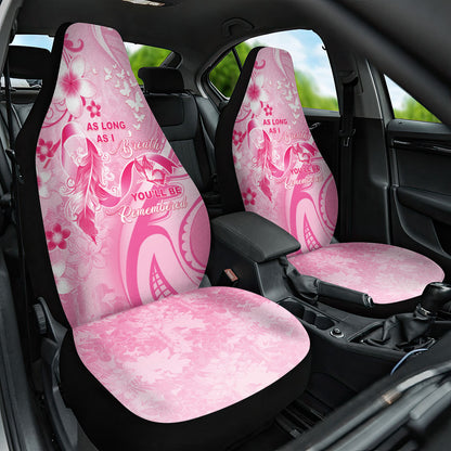 Memorial Pink Breast Cancer Support Car Seat Cover Plumeria Floral Tribal Pattern