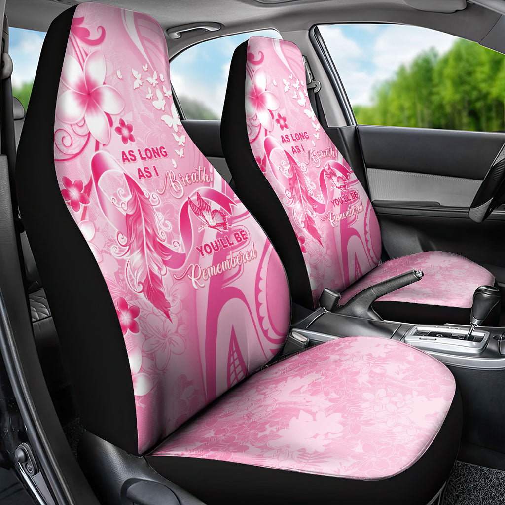 Memorial Pink Breast Cancer Support Car Seat Cover Plumeria Floral Tribal Pattern