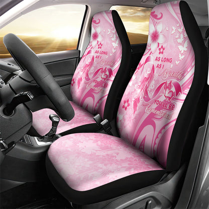 Memorial Pink Breast Cancer Support Car Seat Cover Plumeria Floral Tribal Pattern