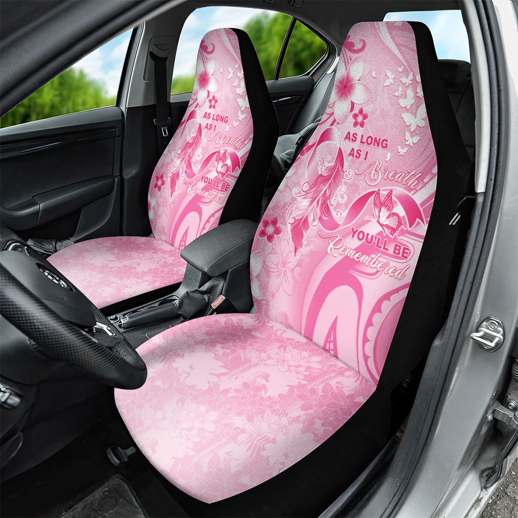 Memorial Pink Breast Cancer Support Car Seat Cover Plumeria Floral Tribal Pattern