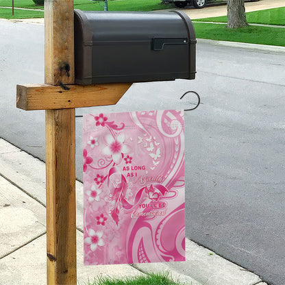Memorial Pink Breast Cancer Support Garden Flag Plumeria Floral Tribal Pattern