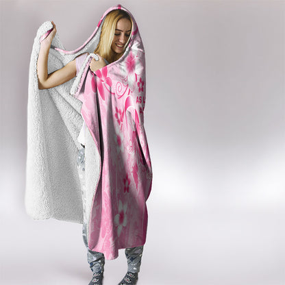 Memorial Pink Breast Cancer Support Hooded Blanket Plumeria Floral Tribal Pattern