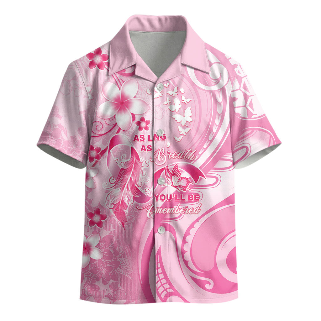Personalised Memorial Pink Breast Cancer Support Kid Hawaiian Shirt Plumeria Floral Tribal Pattern