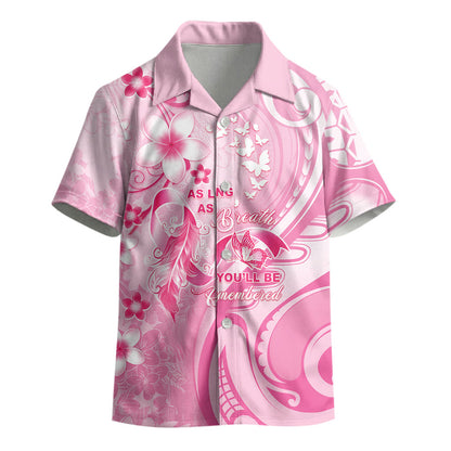 Personalised Memorial Pink Breast Cancer Support Kid Hawaiian Shirt Plumeria Floral Tribal Pattern