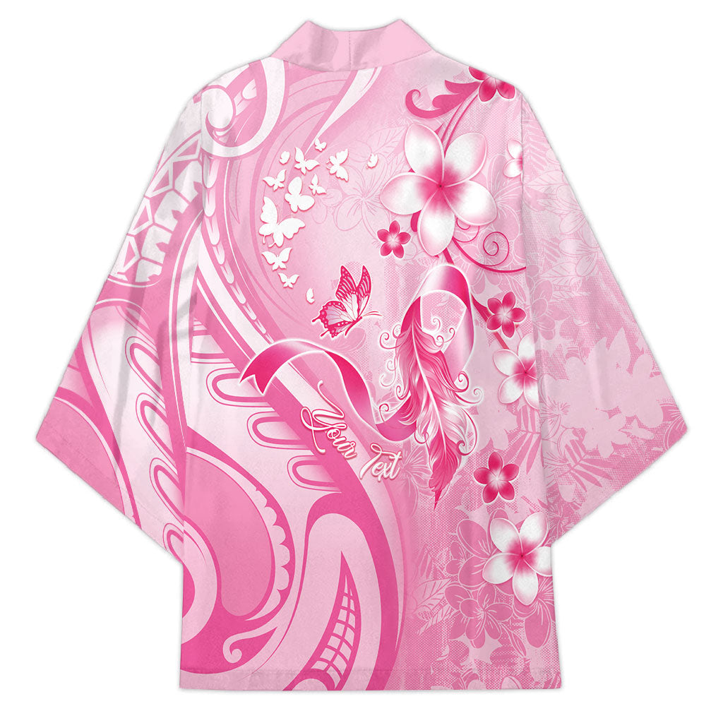 Personalised Memorial Pink Breast Cancer Support Kimono Plumeria Floral Tribal Pattern